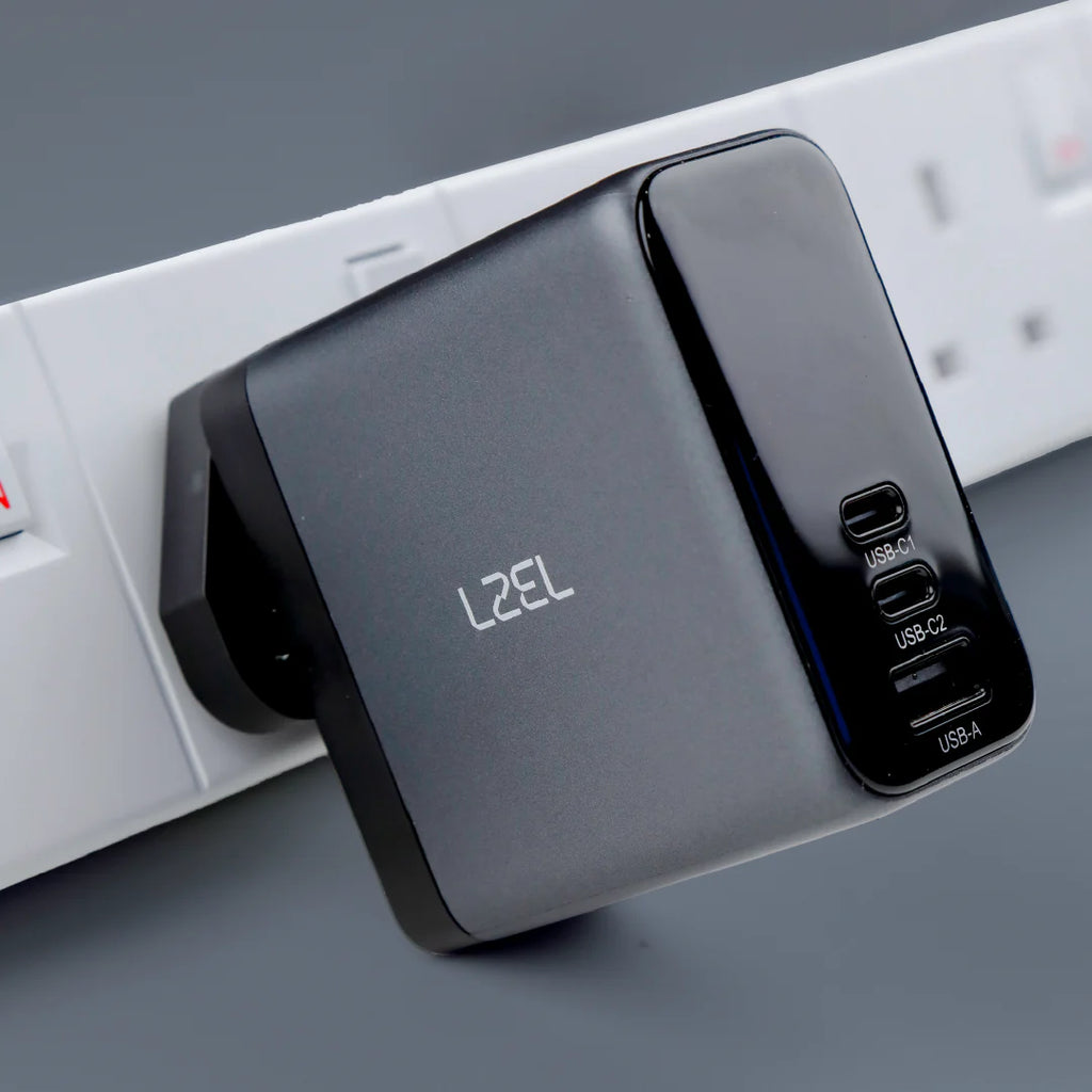 LZEL 100W GaN Travel Charger with 3-Port PD Digital Display & UK/EU/AU Plugs