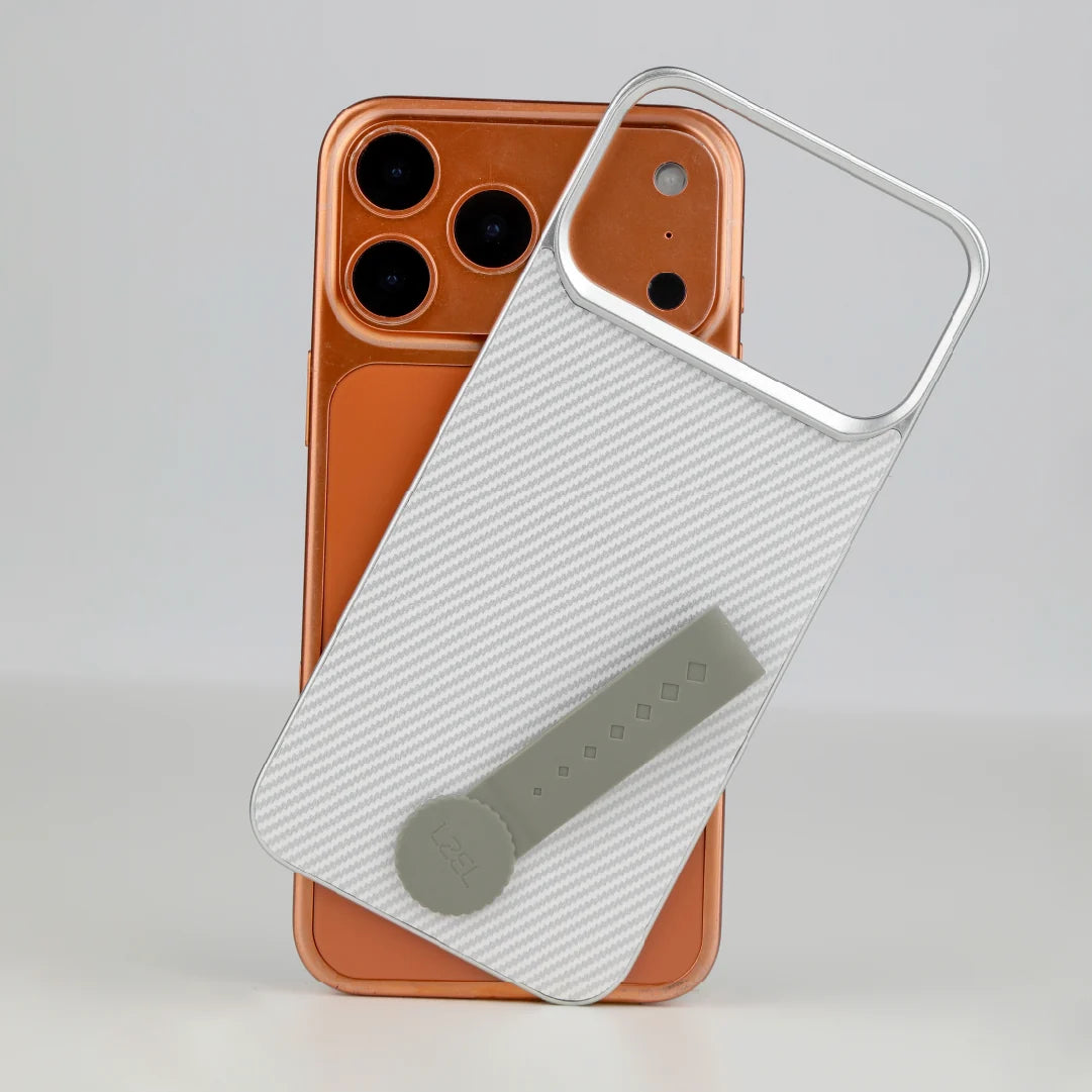 LZEL MagCarbon Strap Carbon Design with 360Â° Grip and Raised-Edge Protection Back Cover for iPhone 17 Pro Max