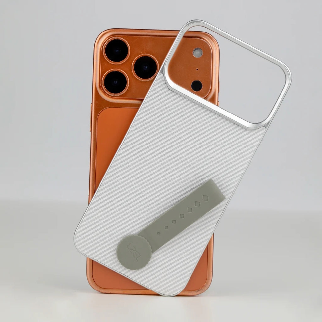 LZEL MagCarbon Strap Carbon Design with 360Â° Grip and Raised-Edge Protection Back Cover for iPhone 17 Pro