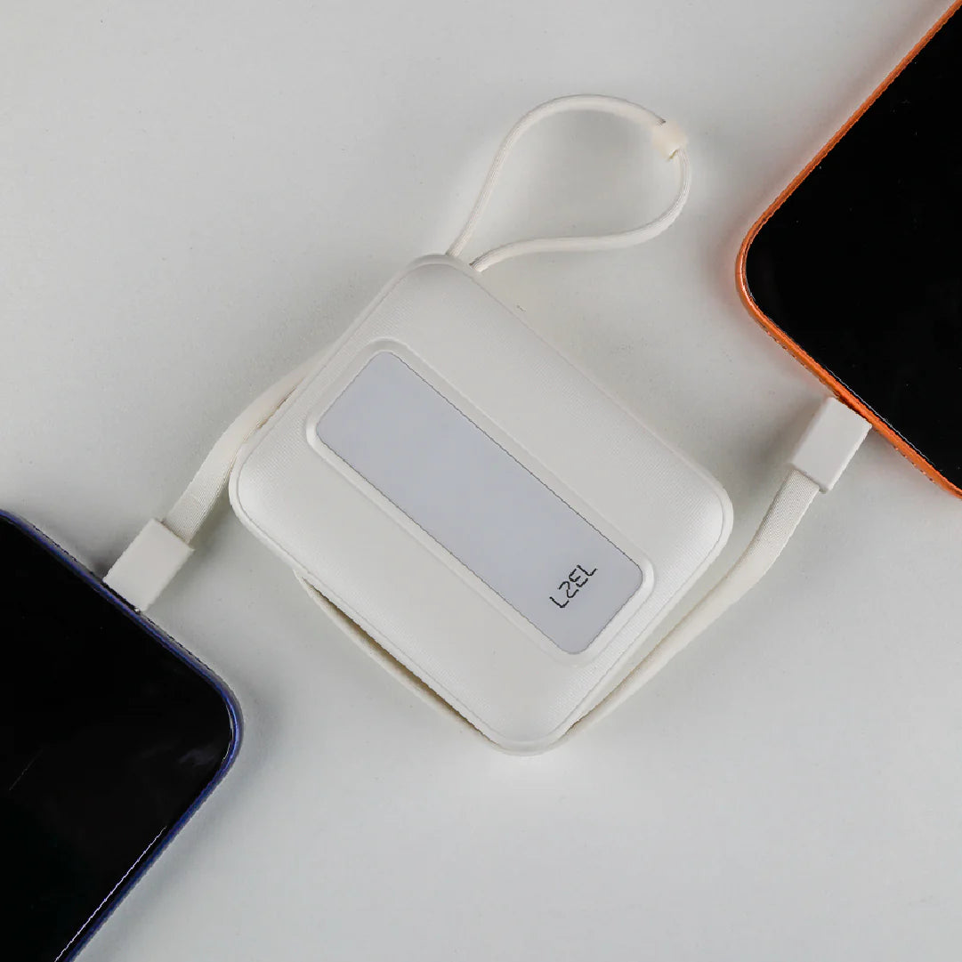 LZEL AMPNEO1O Mini 10000mAh PD Power Bank 30W | Built-in Type-C & Lightning Cable | Type-C Input/Output