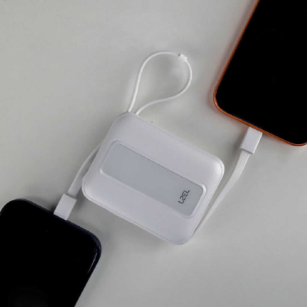 LZEL AMPNEO1O Mini 10000mAh PD Power Bank 30W | Built-in Type-C & Lightning Cable | Type-C Input/Output