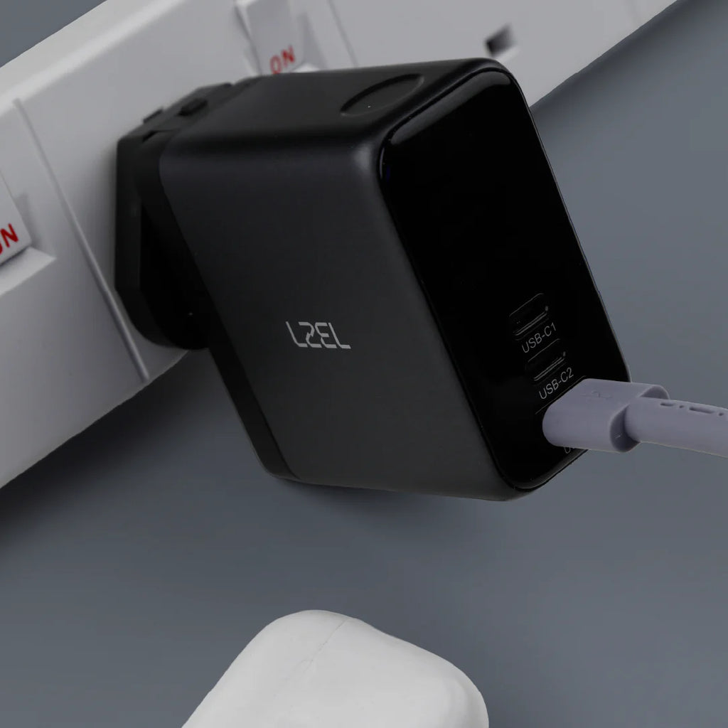 LZEL 100W GaN Travel Charger with 3-Port PD Digital Display & UK/EU/AU Plugs