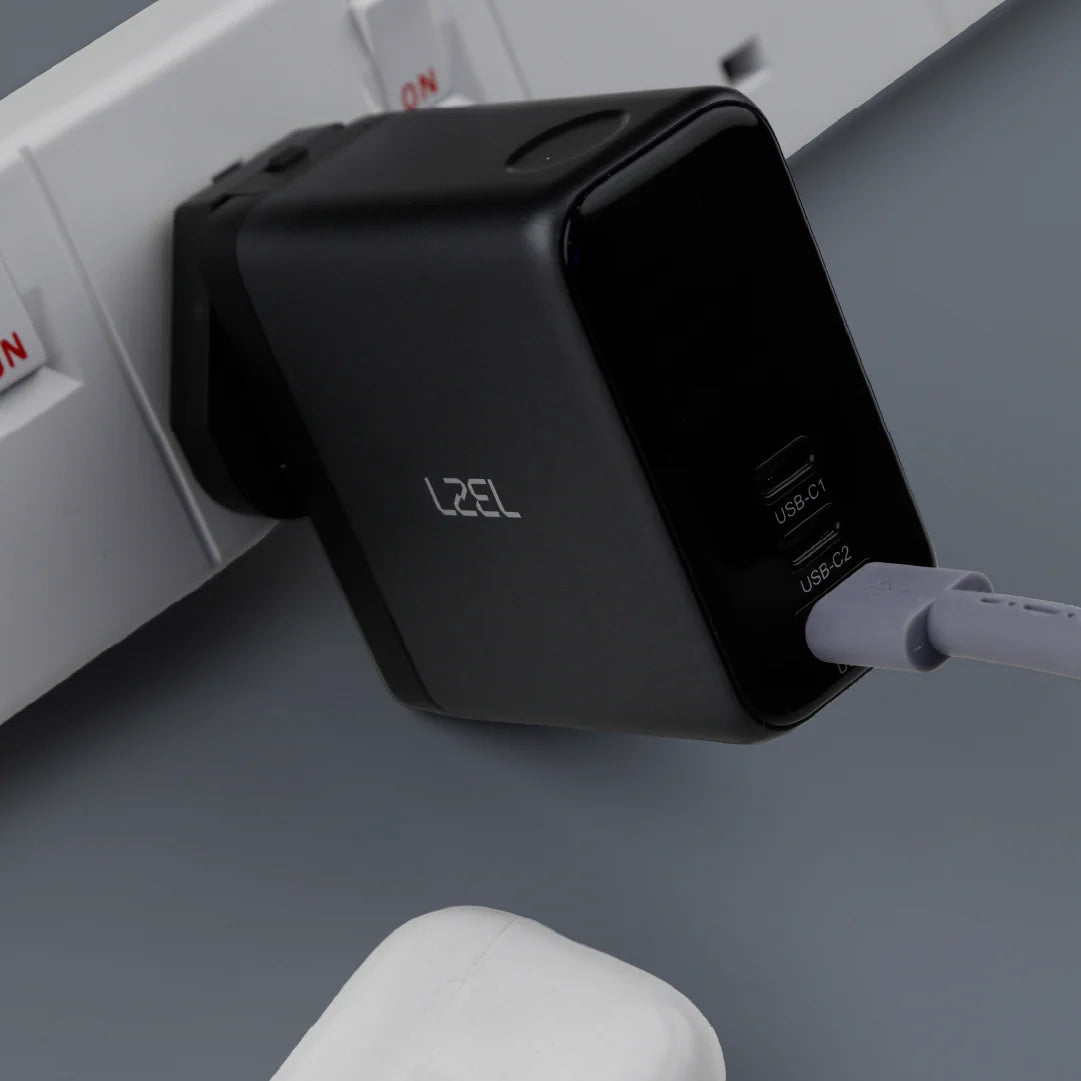 LZEL 100W GaN Travel Charger with 3-Port PD Digital Display & UK/EU/AU Plugs