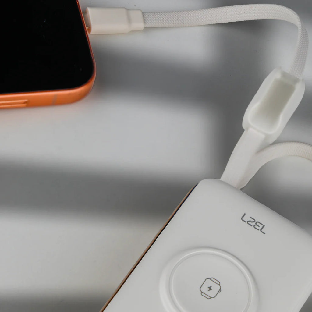 LZEL Ampflow10 Mini 10000Mah Pd Power Bank 22.5W | Built-In Type-C & Lightning Cable | Wireless Charging