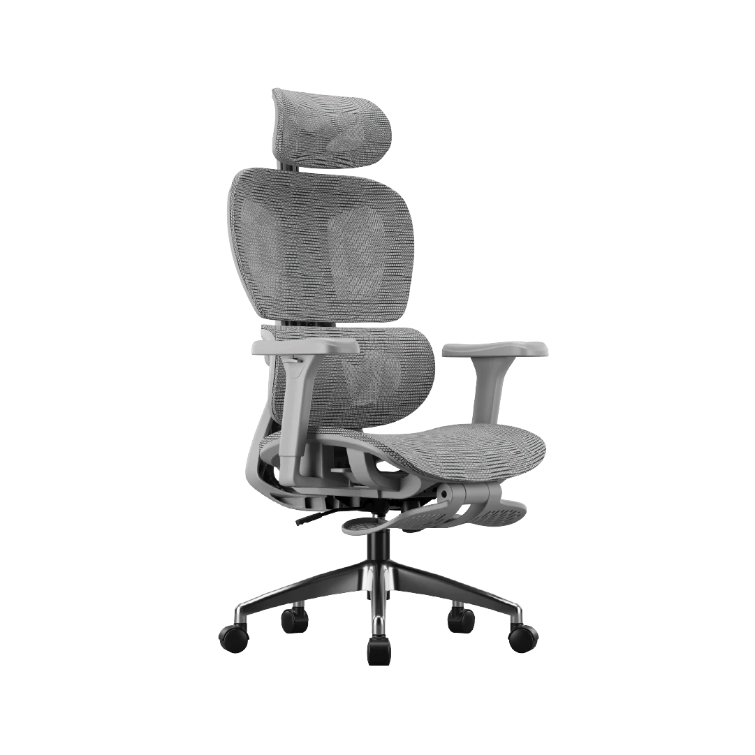 Ergonomic Office Chair – Footrest, Sliding Mechanism, Class 4 Gas Lift | Light Gray