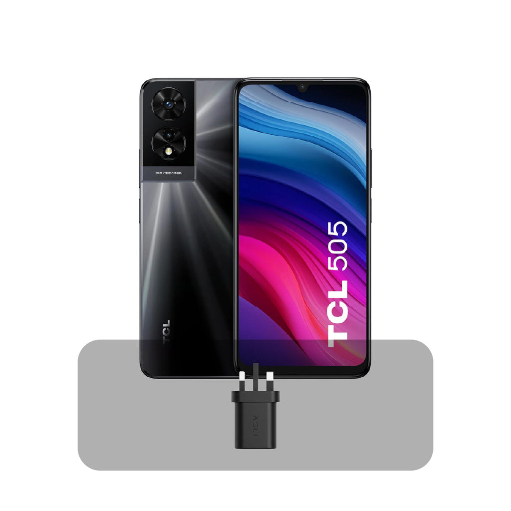 TCL 505 Smartphone 6.75-inch HD+ 90Hz NXTVISION Display, 128GB Storage, 4+4GB RAM, 5010mAh Battery + Bundle Offer | Gray