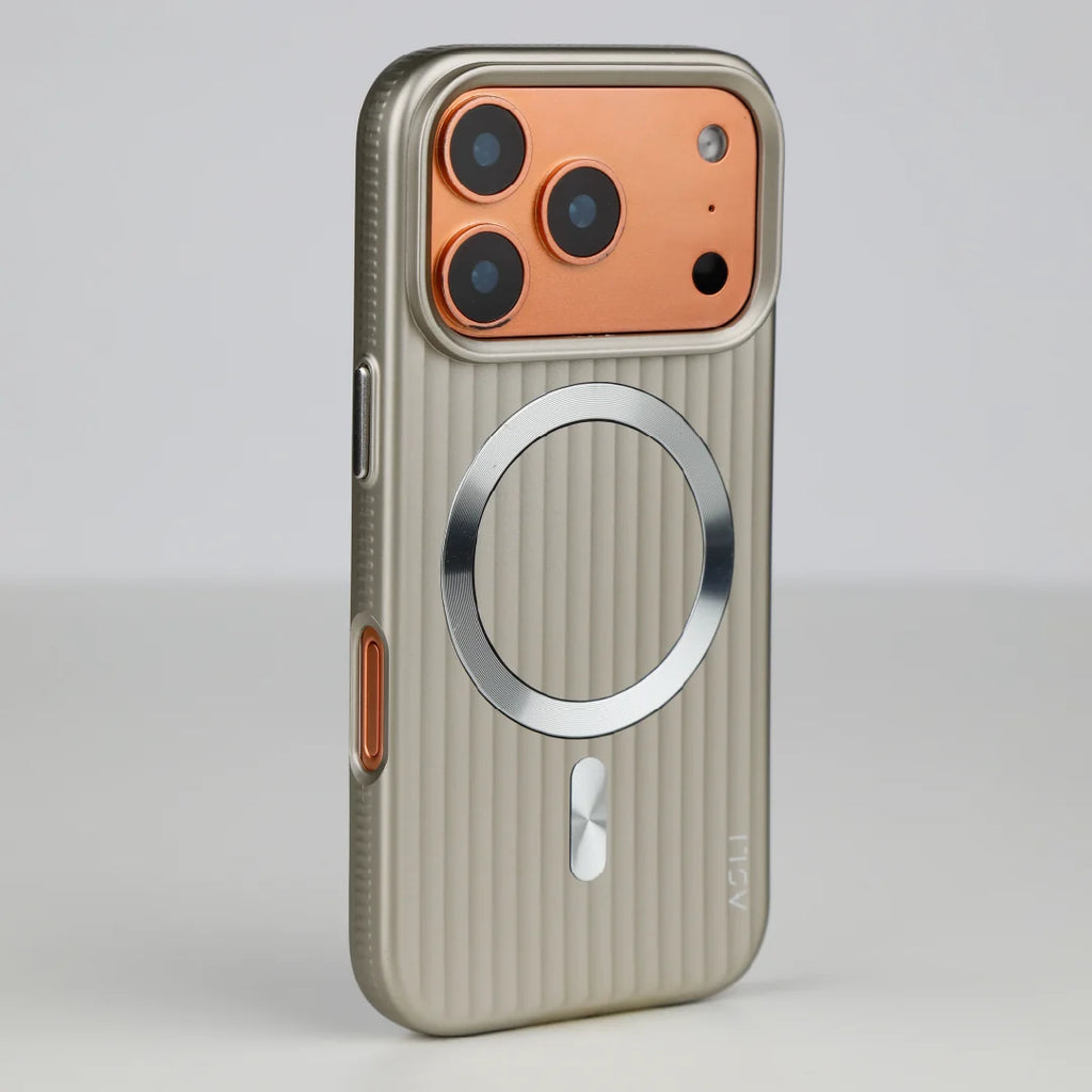 ASLI Corrugared Ridge Premium Metalic Case With Enhanced Camera Protection Case For iPhone 17 Pro