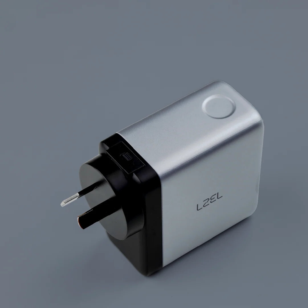 LZEL 100W GaN Travel Charger with 3-Port PD Digital Display & UK/EU/AU Plugs