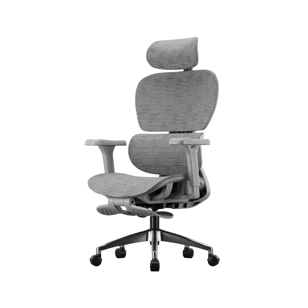 Ergonomic Office Chair – Footrest, Sliding Mechanism, Class 4 Gas Lift | Light Gray