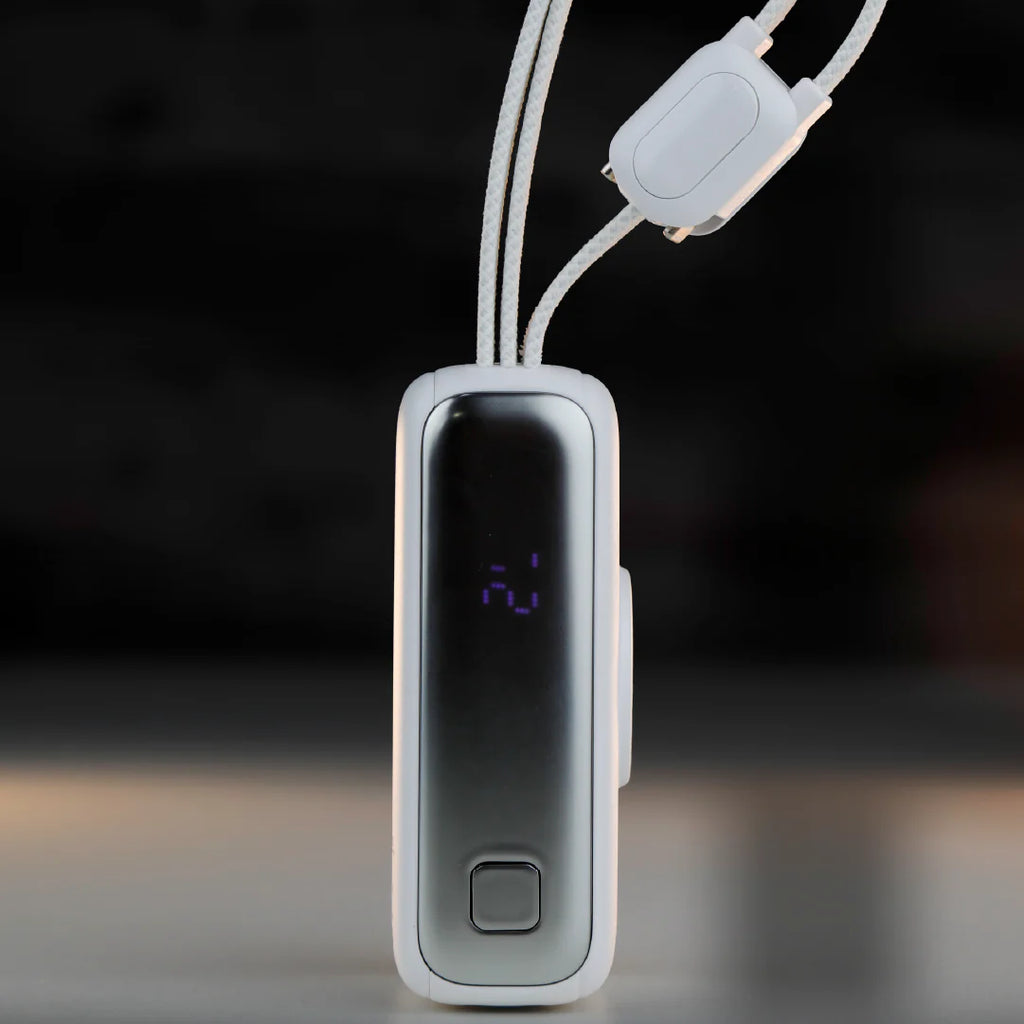 LZEL Ampflow10 Mini 10000Mah Pd Power Bank 22.5W | Built-In Type-C & Lightning Cable | Wireless Charging