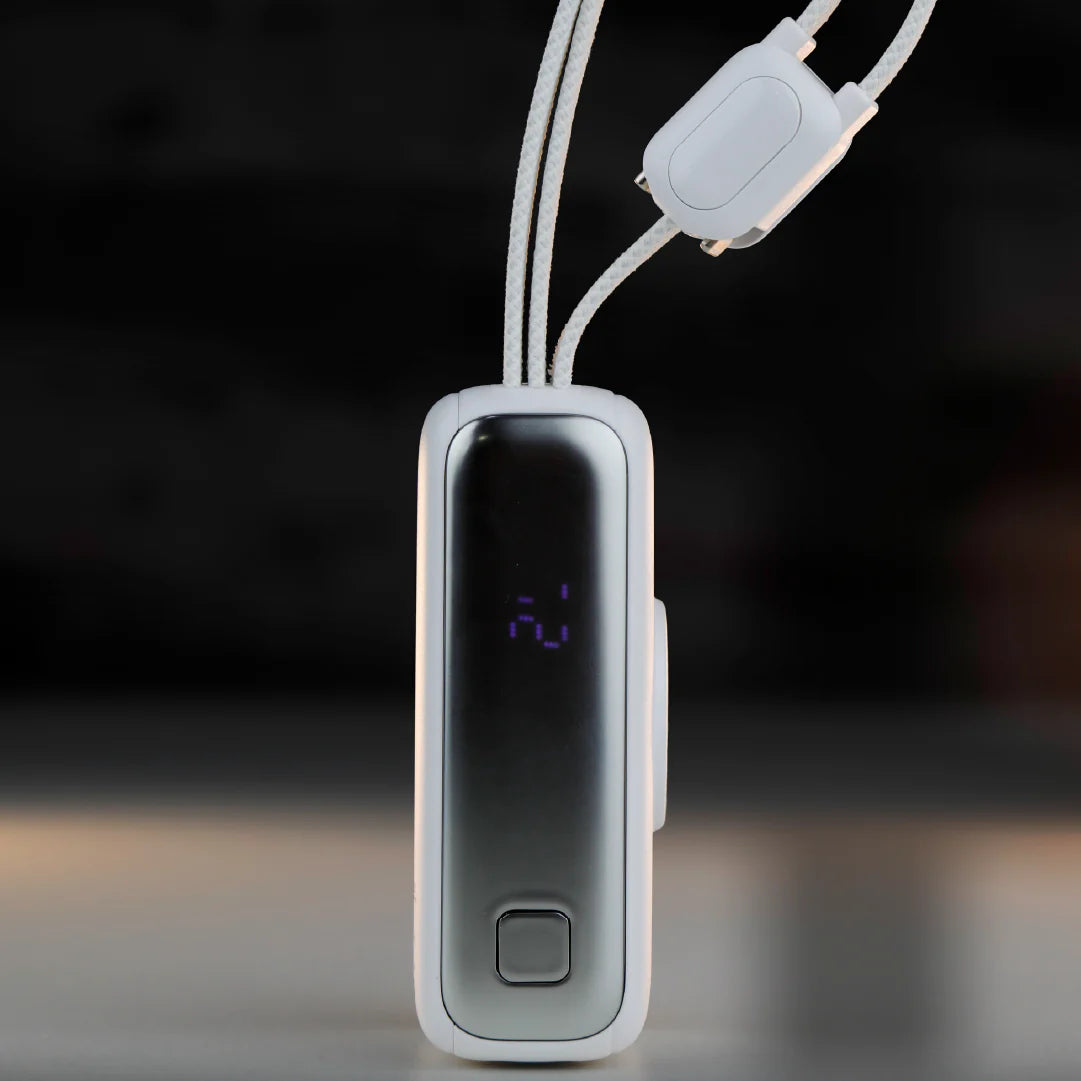 LZEL Ampflow10 Mini 10000Mah Pd Power Bank 22.5W | Built-In Type-C & Lightning Cable | Wireless Charging