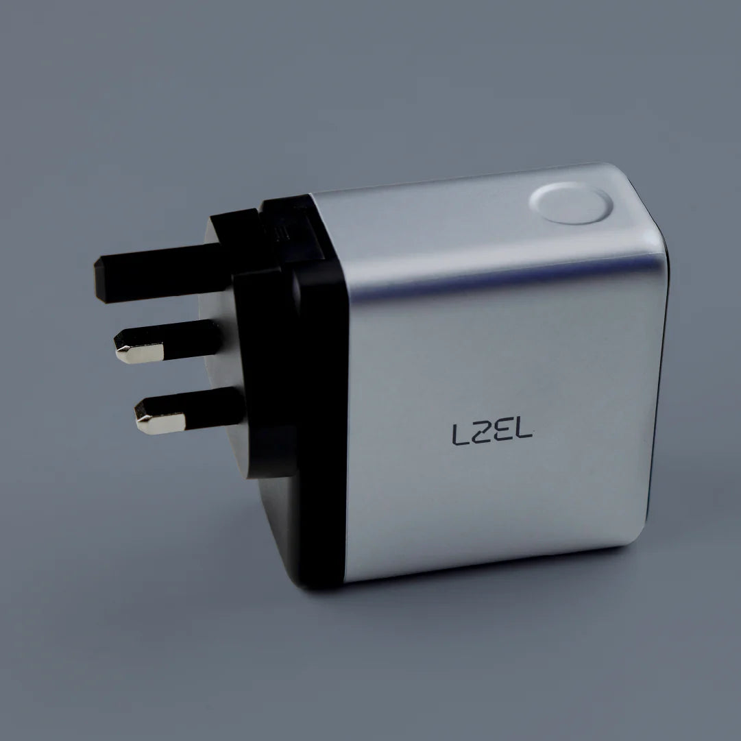 LZEL 100W GaN Travel Charger with 3-Port PD Digital Display & UK/EU/AU Plugs