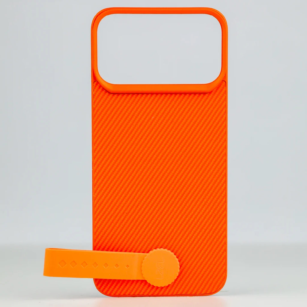 LZEL MagCarbon Strap Carbon Design with 360Â° Grip and Raised-Edge Protection Back Cover for iPhone 17 Pro Max