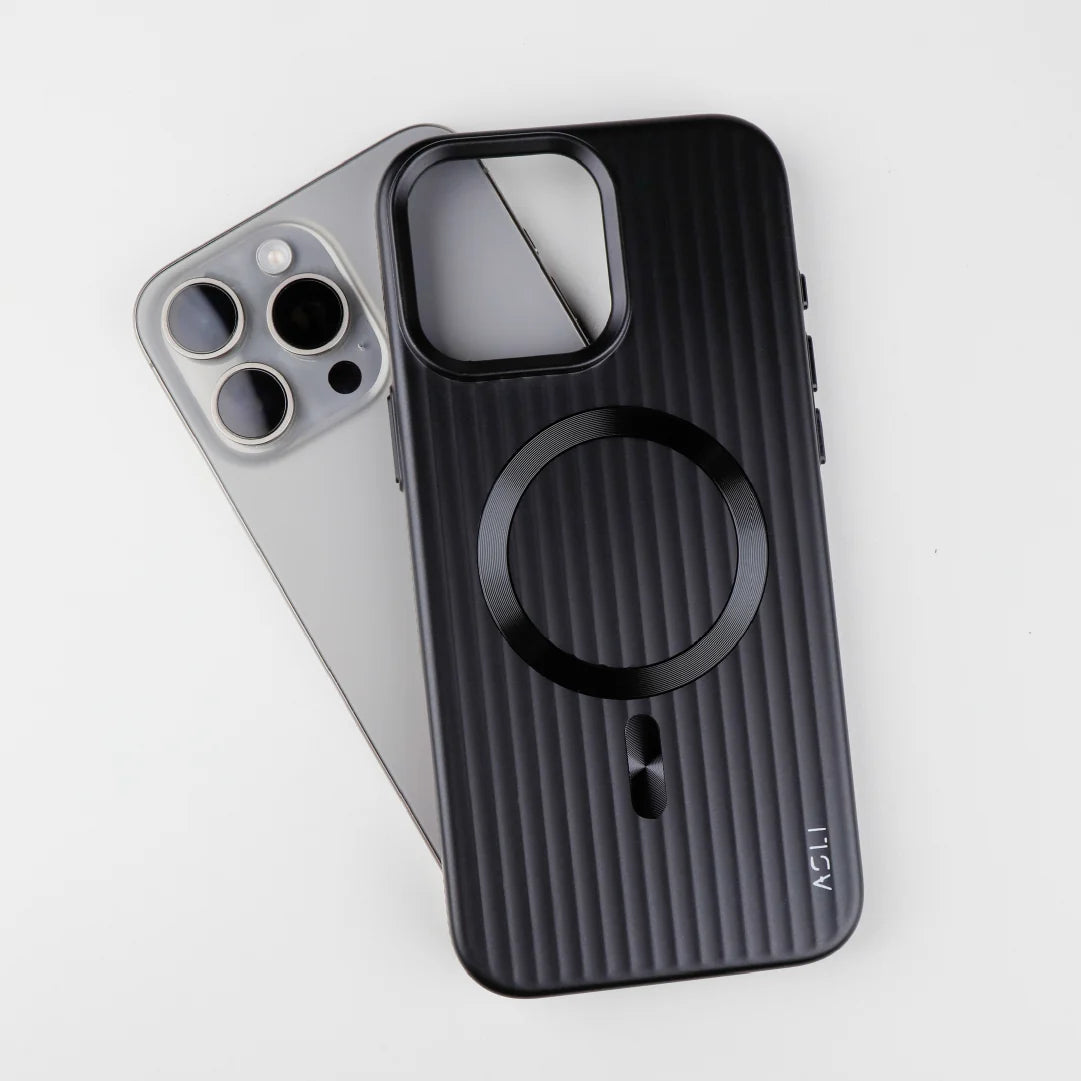 ASLI Corrugared Ridge Premium Metalic Case With Enhanced Camera Protection Case For iPhone 16 Pro Max