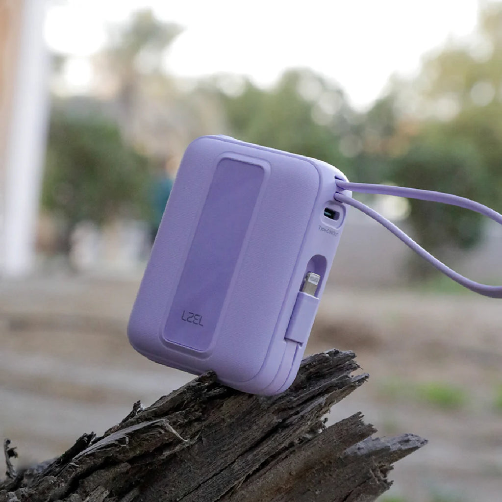 LZEL AMPNEO1O Mini 10000mAh PD Power Bank 30W | Built-in Type-C & Lightning Cable | Type-C Input/Output