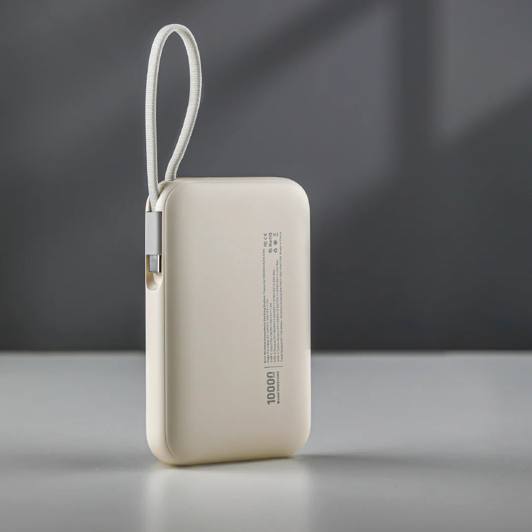 LZEL HexaEnergia Station 6x Wireless Powerbank Charging Dock | 10000mAh Full Battery | Built-in Cable | White