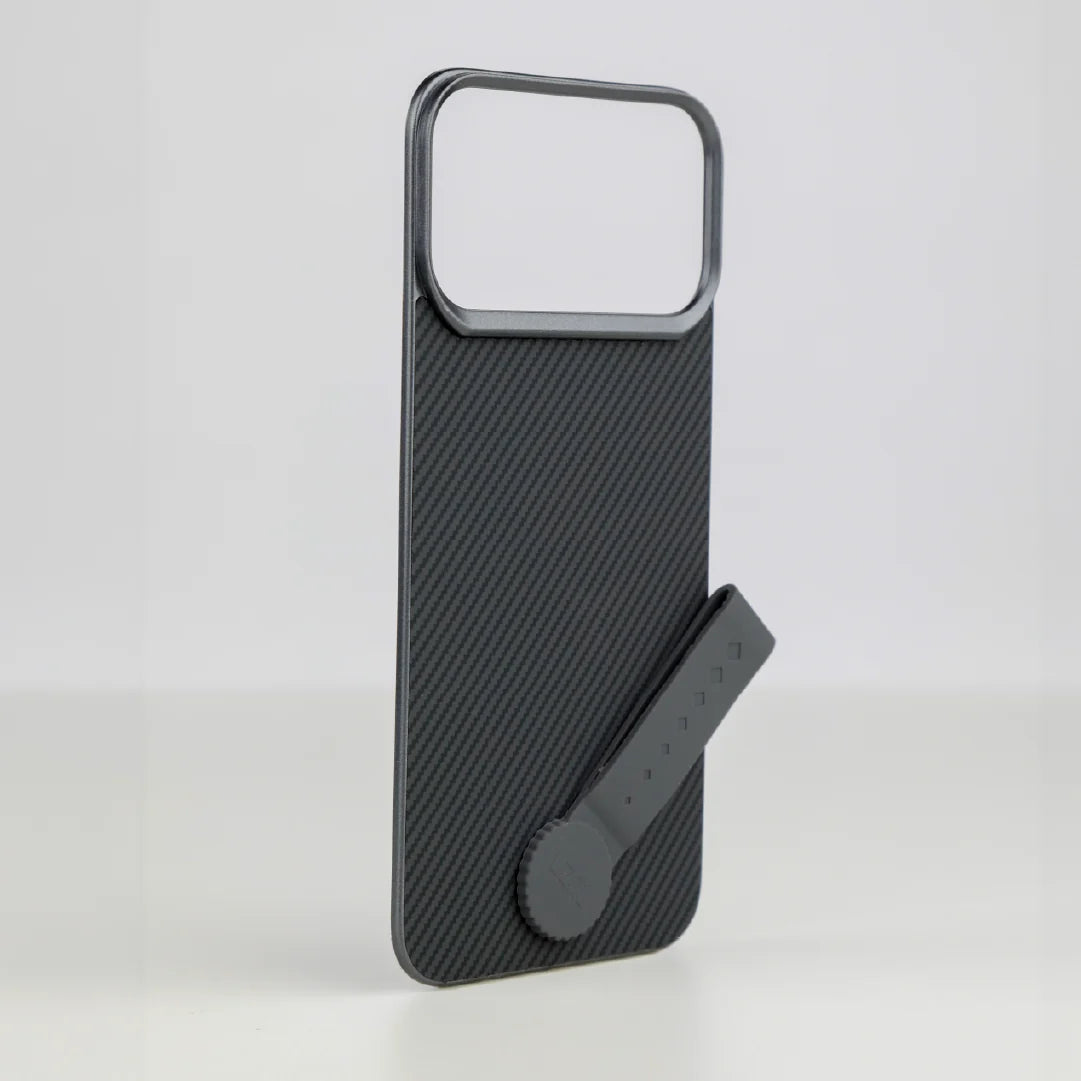 LZEL MagCarbon Strap Carbon Design with 360Â° Grip and Raised-Edge Protection Back Cover for iPhone 17 Pro
