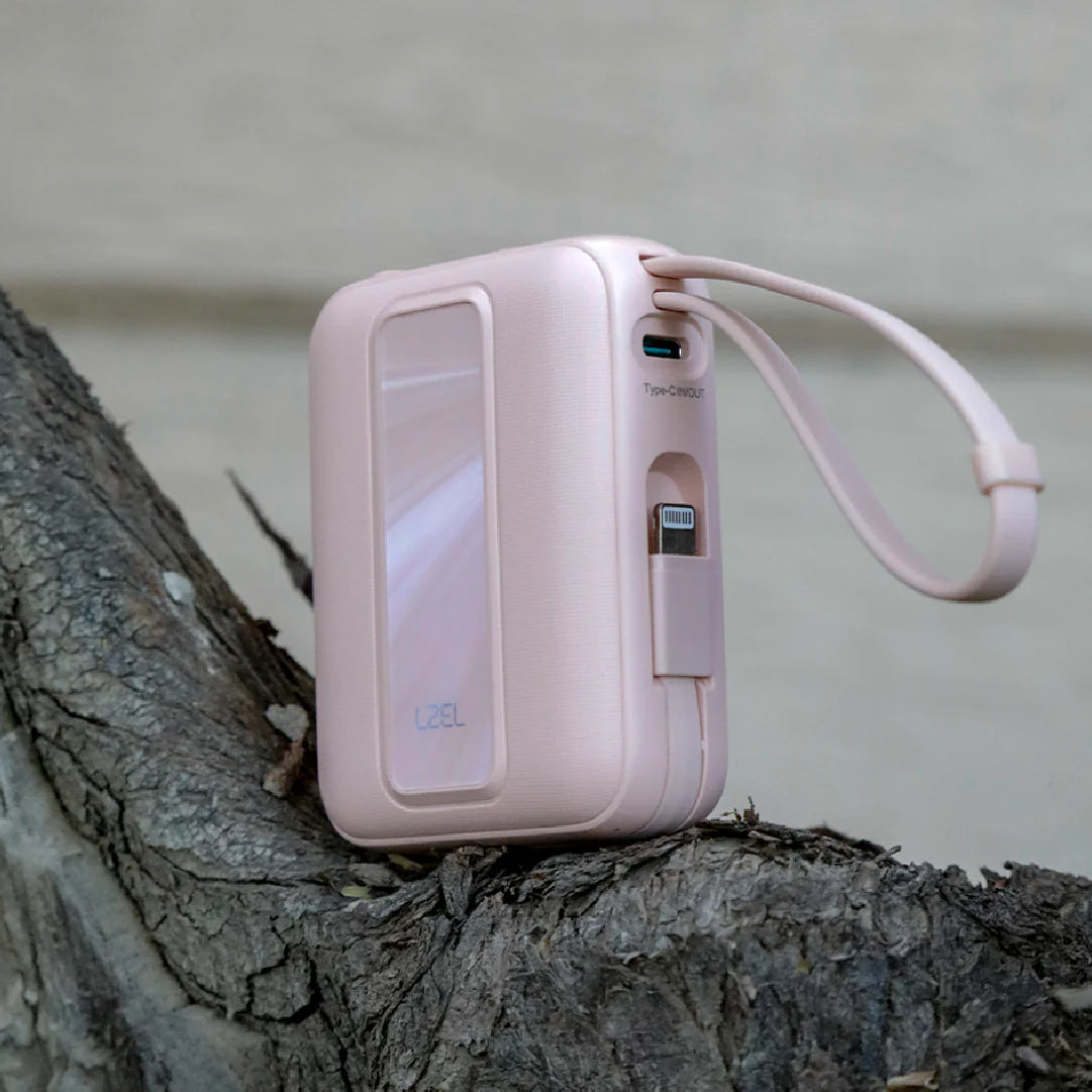LZEL AMPNEO1O Mini 10000mAh PD Power Bank 30W | Built-in Type-C & Lightning Cable | Type-C Input/Output