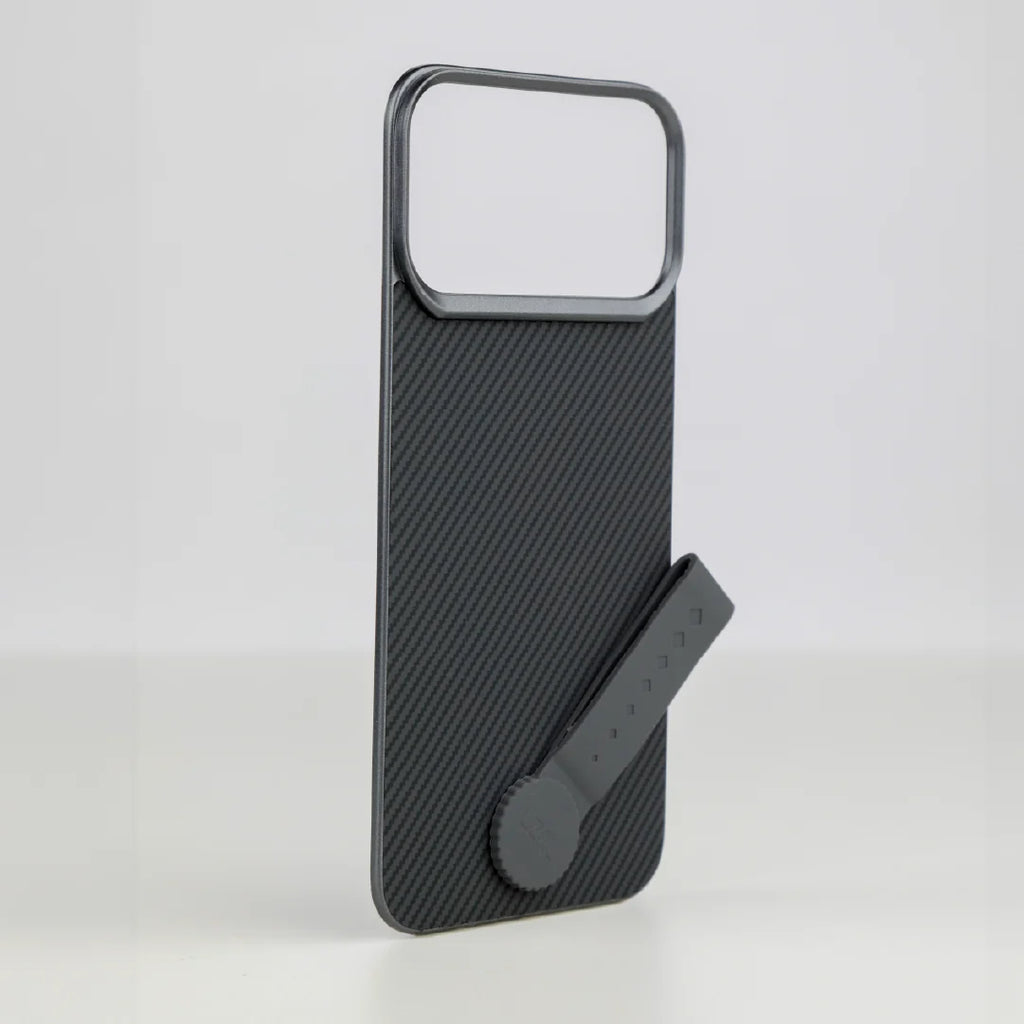 LZEL MagCarbon Strap Carbon Design with 360Â° Grip and Raised-Edge Protection Back Cover for iPhone 17 Pro Max