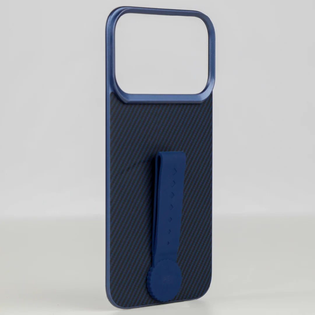 LZEL MagCarbon Strap Carbon Design with 360Â° Grip and Raised-Edge Protection Back Cover for iPhone 17 Pro Max