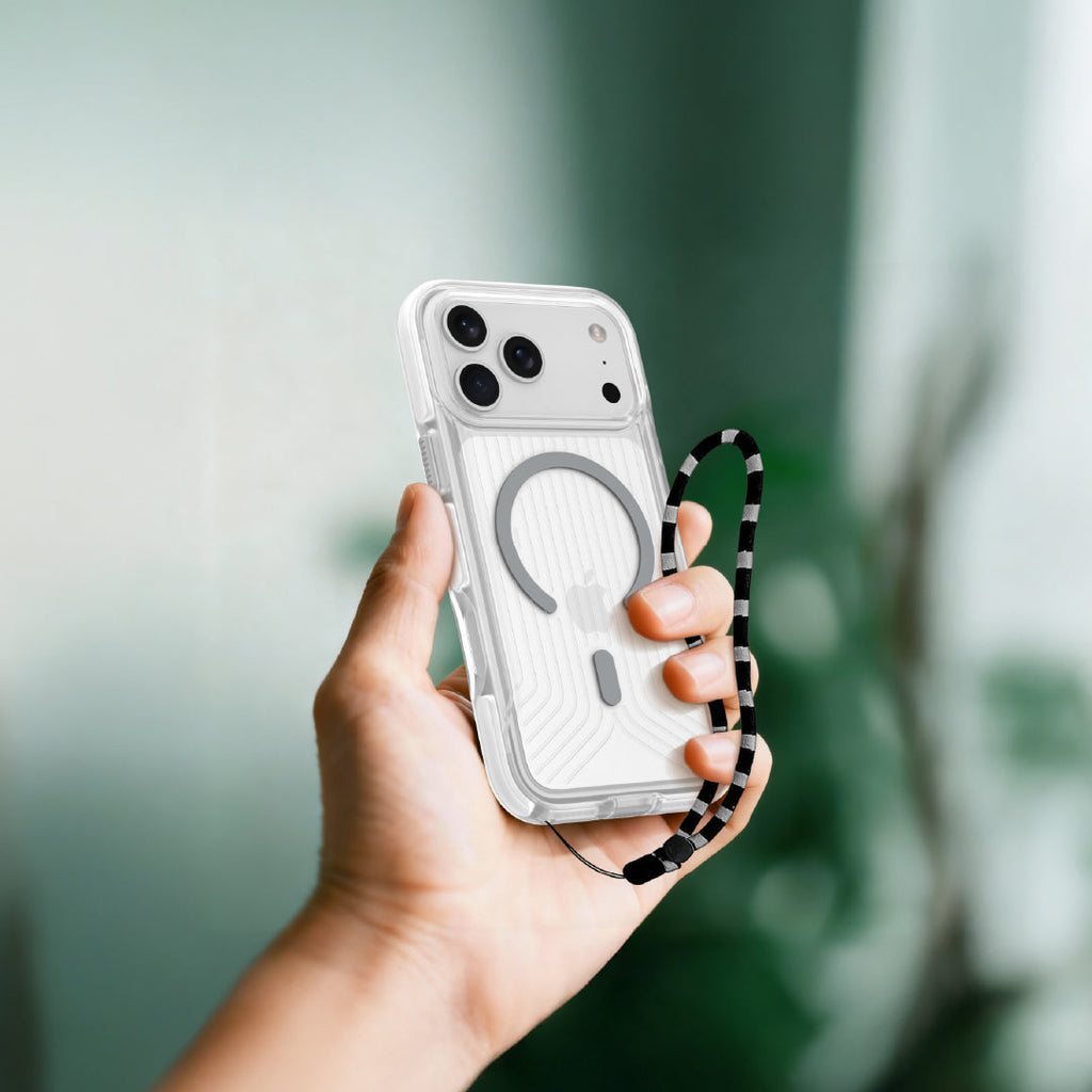 Asli Global LanyardMag MagSafe Case for iPhone 17 Pro Max â€“ Built-In Lanyard | Clear/Gray