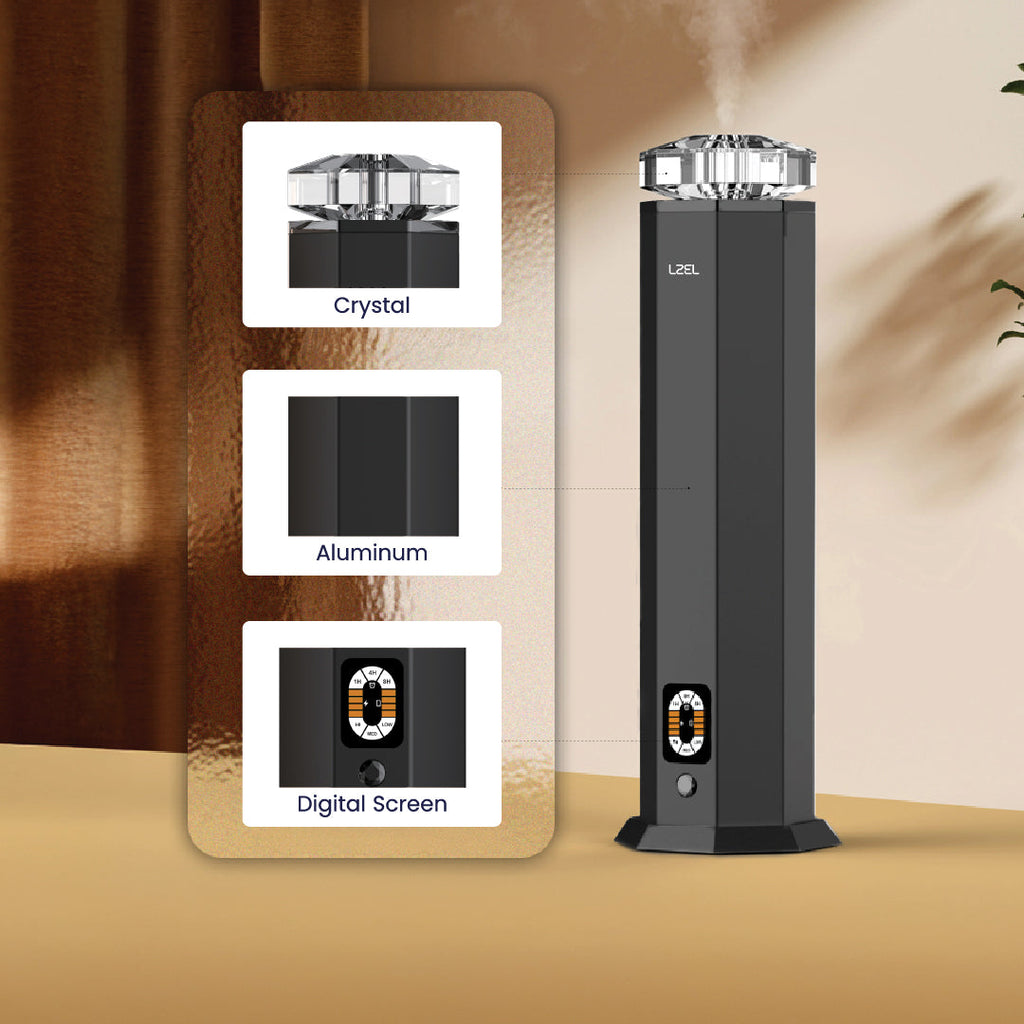 LZEL Aroma Diffuser Aromavista Essence Premium Scent Diffuser Led Display - Cold Air Diffusion Tech - 120 Ml | Black