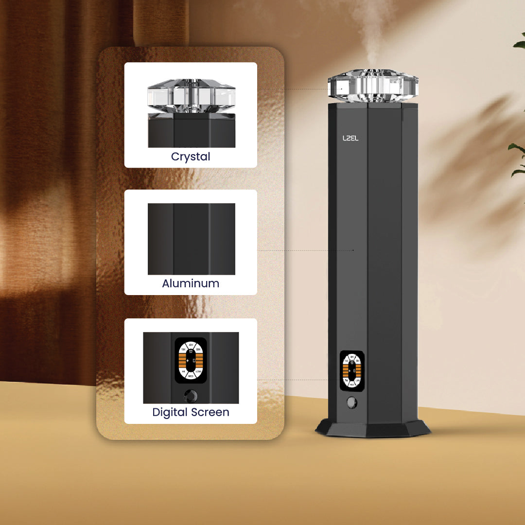 LZEL Aroma Diffuser Aromavista Essence Premium Scent Diffuser Led Display - Cold Air Diffusion Tech - 120 Ml | Black