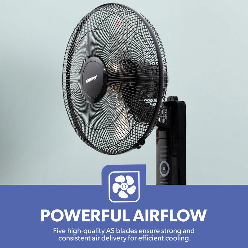 Geepas 16â?� Wall Fan â?? Powerful Copper Motor, 3-Speed Control, 5 Durable AS Blades, Wide-Angle Oscillation, Overheat Protection