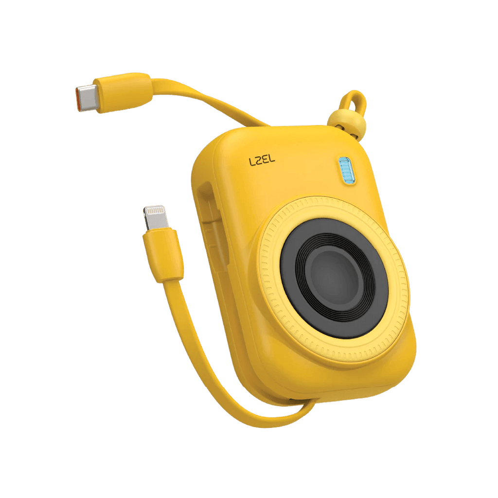 LZEL NanoFlex Nova â€“ 10,000mAh Magnetic Power Bank with USB-C PD & Built-in Cable | Yellow