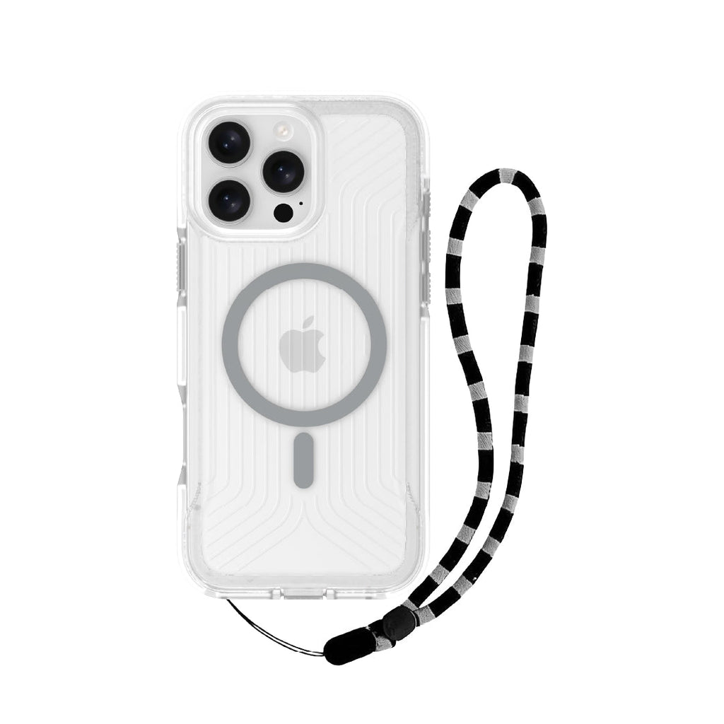 Asli Global LanyardMag MagSafe Case for iPhone 16 Pro Max â€“ Built-In Lanyard | Clear/Gray