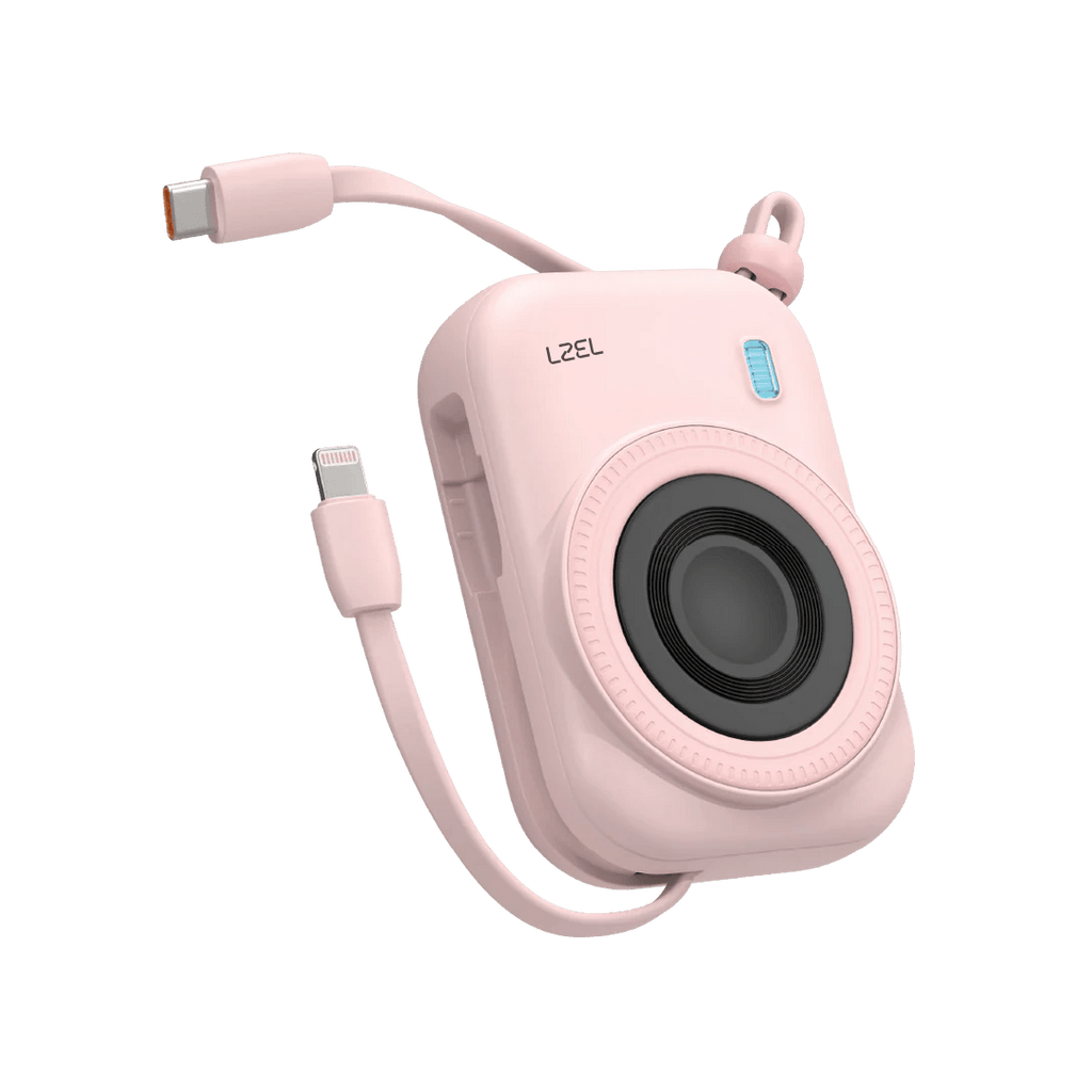 LZEL NanoFlex Nova â€“ 10,000mAh Magnetic Power Bank with USB-C PD & Built-in Cable | Pink
