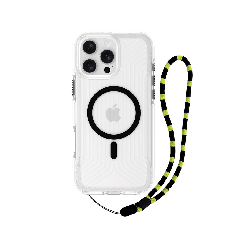 Asli Global LanyardMag MagSafe Case for iPhone 16 Pro Max â€“ Built-In Lanyard | Clear/Black