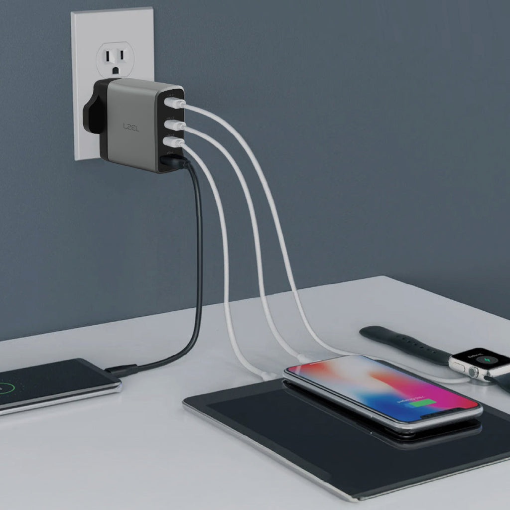 LZEL VoltixCharger 100W 4 Port GaN Wall Charger | Gray