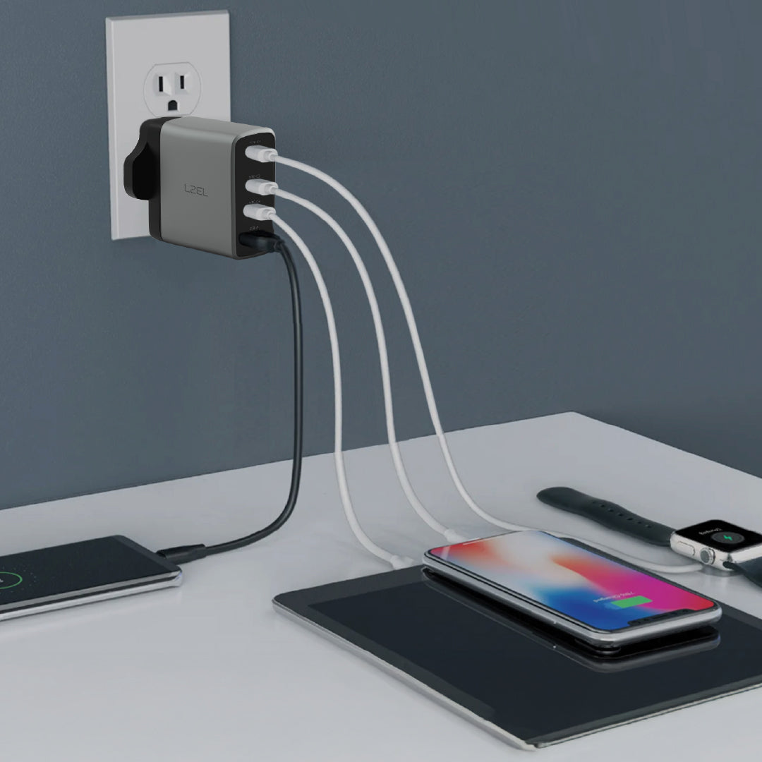 LZEL VoltixCharger 100W 4 Port GaN Wall Charger | Gray