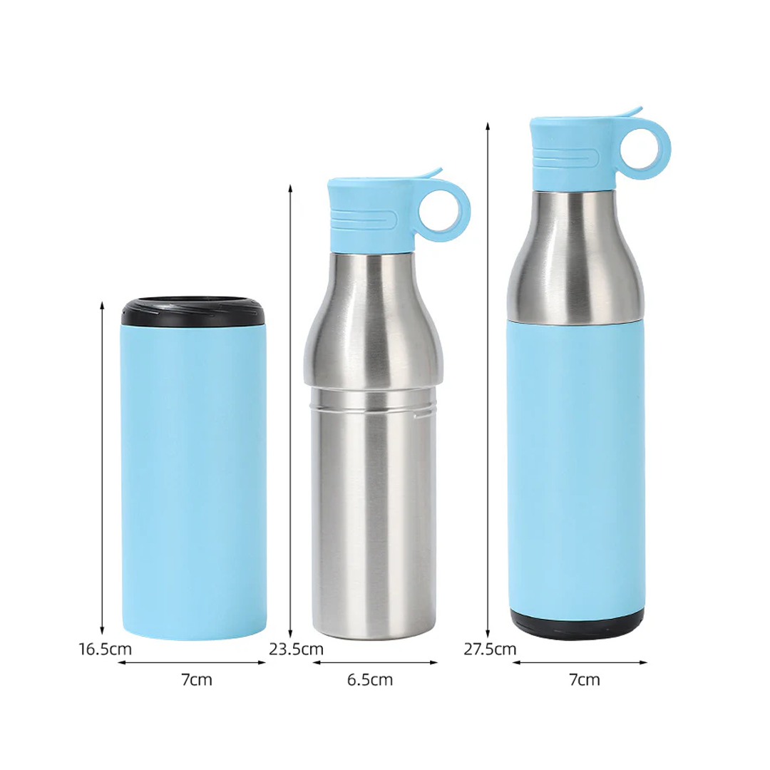 LZEL Natura Elva Vacuum Bottle Dual 400 mL + 400 mL | Sky Blue Aluminum