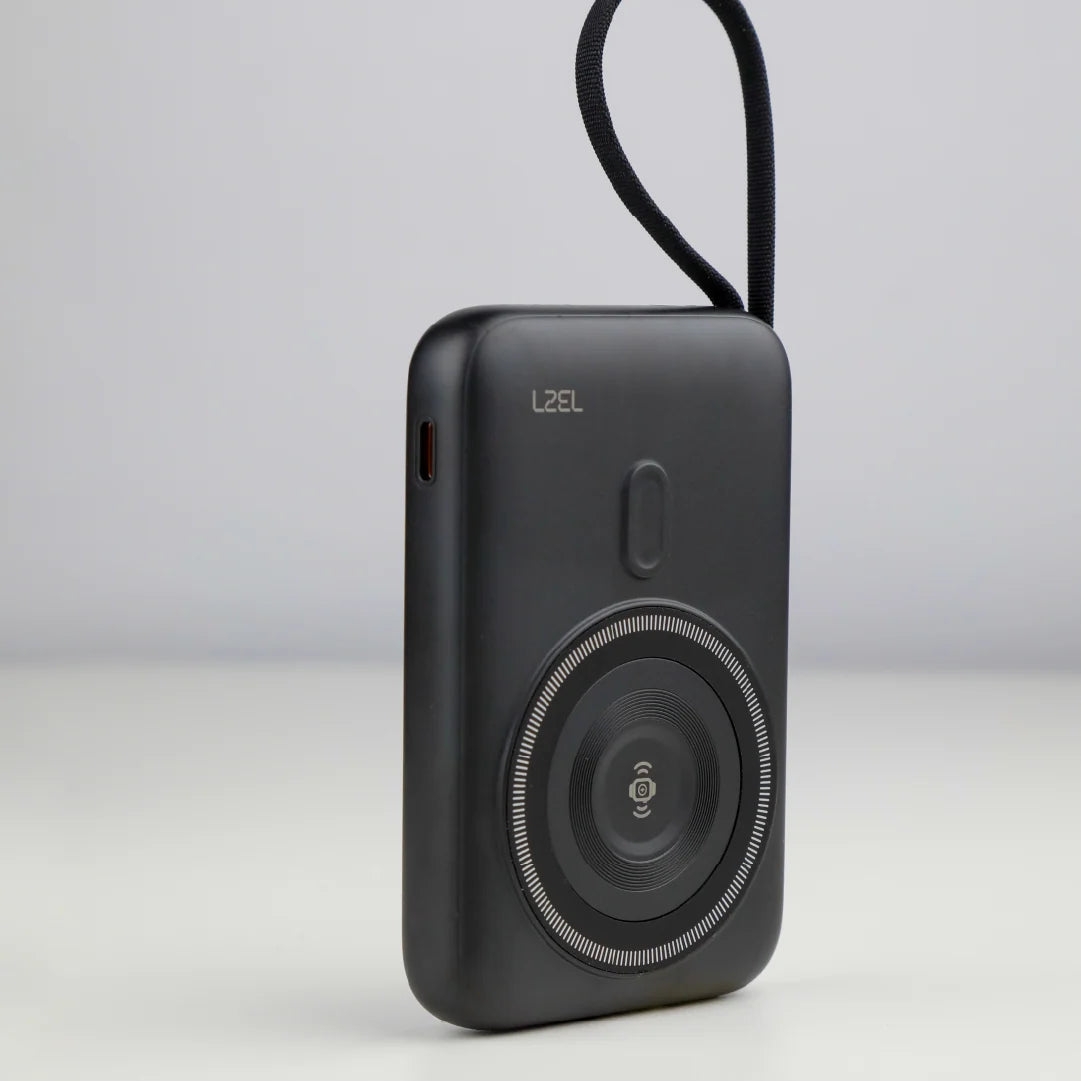 LZEL PentaEnergia Station - 5X 10,000mAh Wireless Power Bank & Charging Dock with Built-in Cable | Black