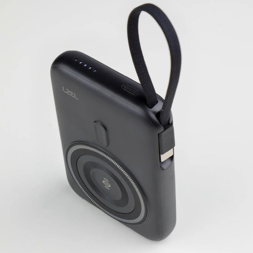 LZEL PentaEnergia Station - 5X 10,000mAh Wireless Power Bank & Charging Dock with Built-in Cable | Black