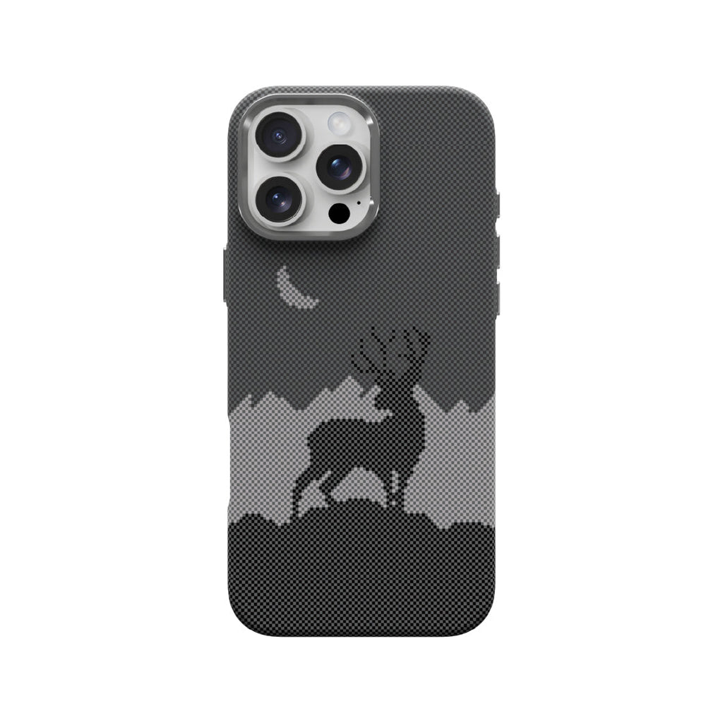LZEL MagCarbon Deer Cover for iPhone 16 Pro Max | Black Deer