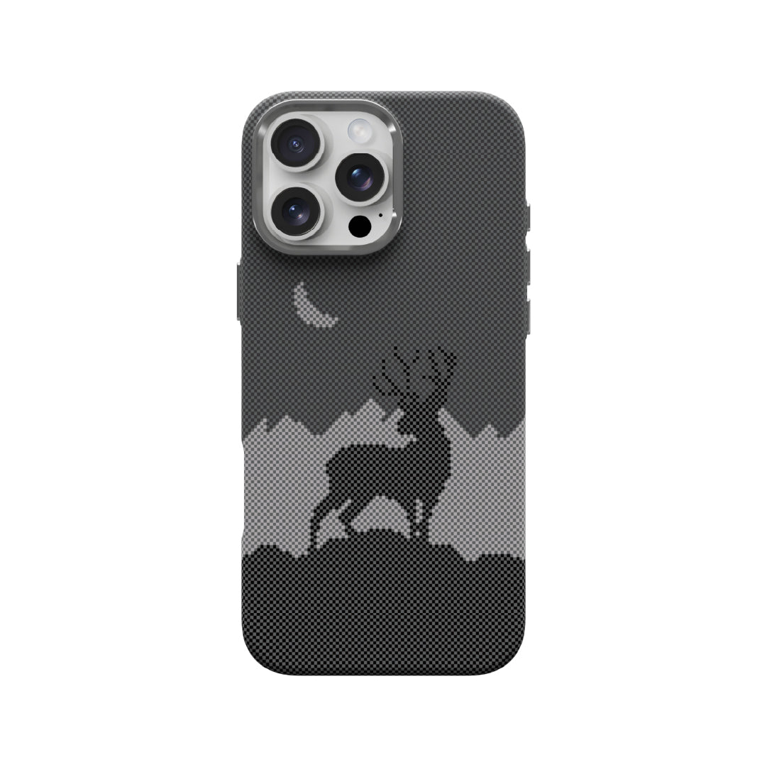 LZEL MagCarbon Deer Cover for iPhone 16 Pro Max | Black Deer