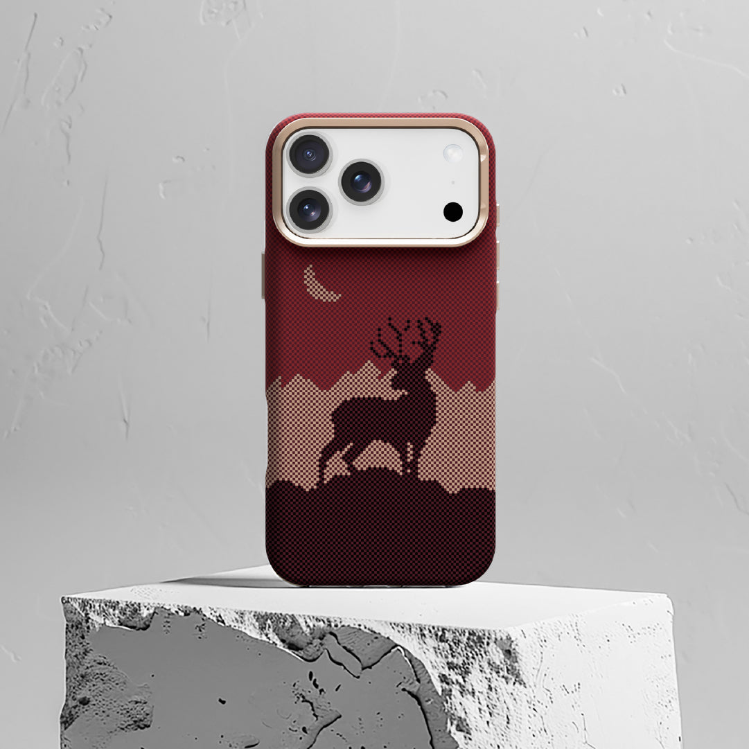 LZEL MagCarbon Deer Cover for iPhone 17 Pro | Wine Deer