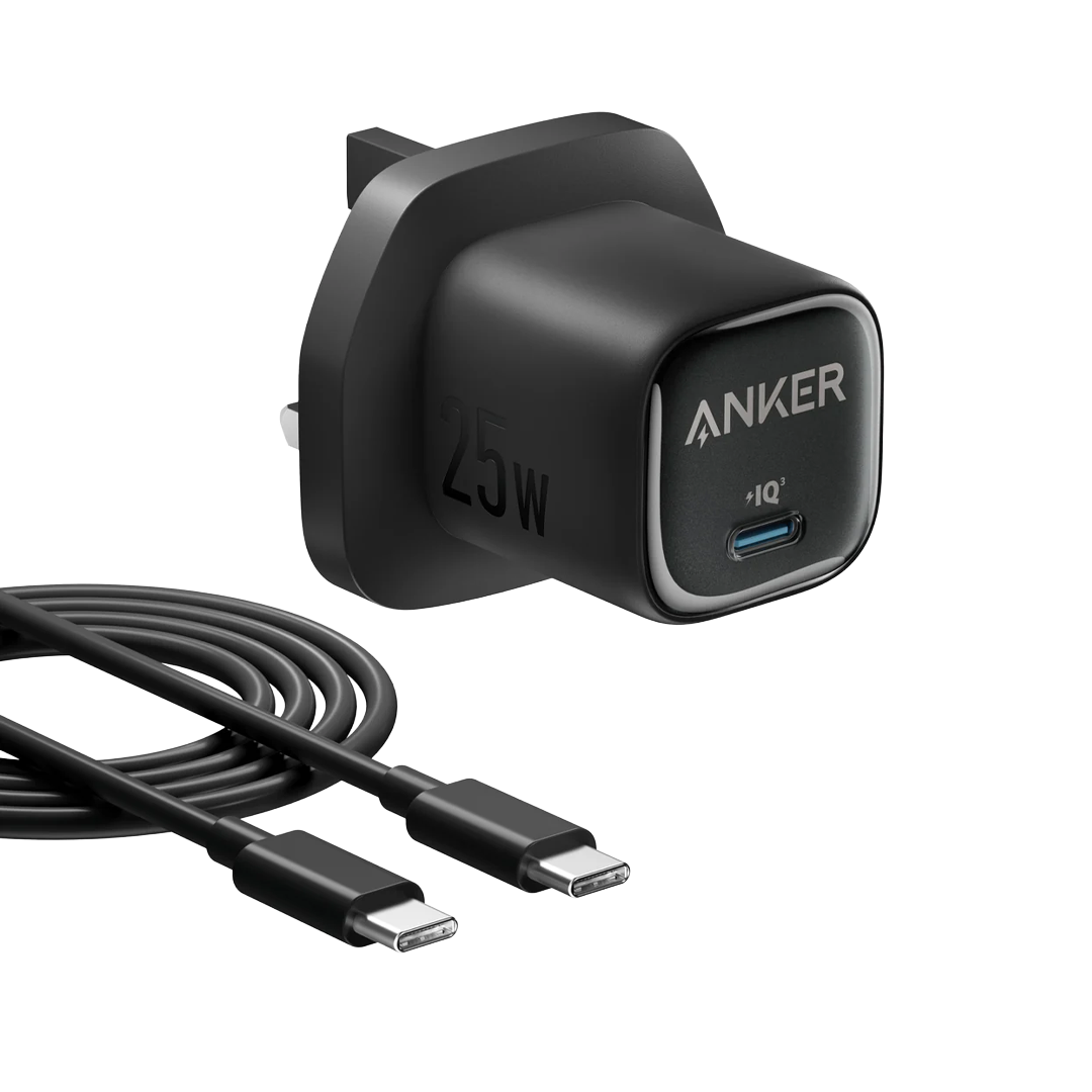 Anker Charger (25W, Compact) with USB-C cable | Black