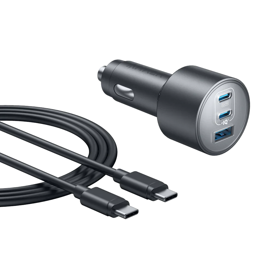 Anker Car Charger (167.5W, 3 Ports) with cable bundle | Gray