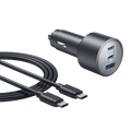 Anker Car Charger (167.5W, 3 Ports) with cable bundle | Gray