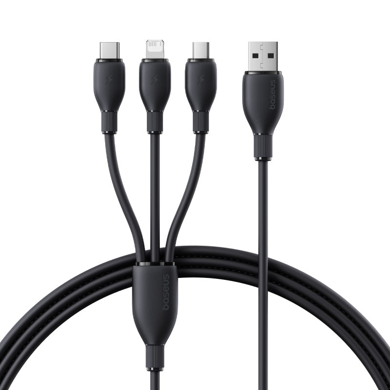 Baseus Ultra-Fast One-for-Three Fast Charging Cable USB-A to M? 1.3m | Cosmic Black