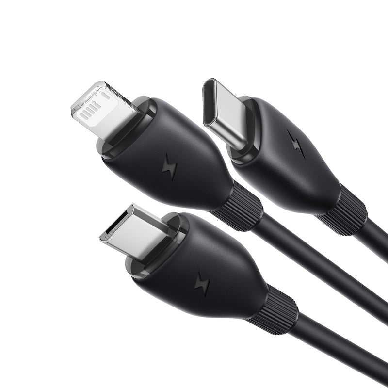 Baseus Ultra-Fast One-for-Three Fast Charging Cable USB-A to M+L+C 1.3m | Cosmic Black