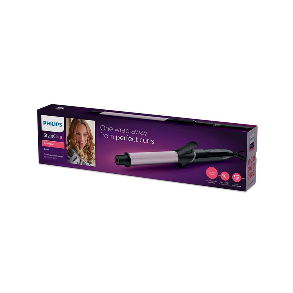 Philips StyleCare Hair Curler with Tourmaline Ceramic Coating, 8 Digital Heat Settings, 25mm Medium Barrel | Black