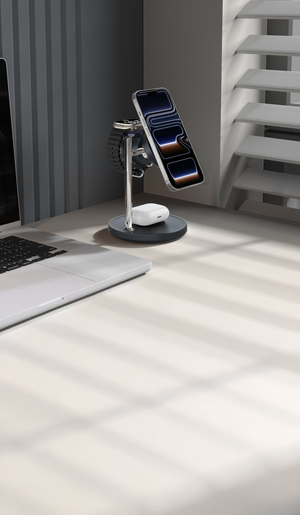 LZEL FlexDock Series 3-in-1 Magnetic Desktop Wireless Charger | Black