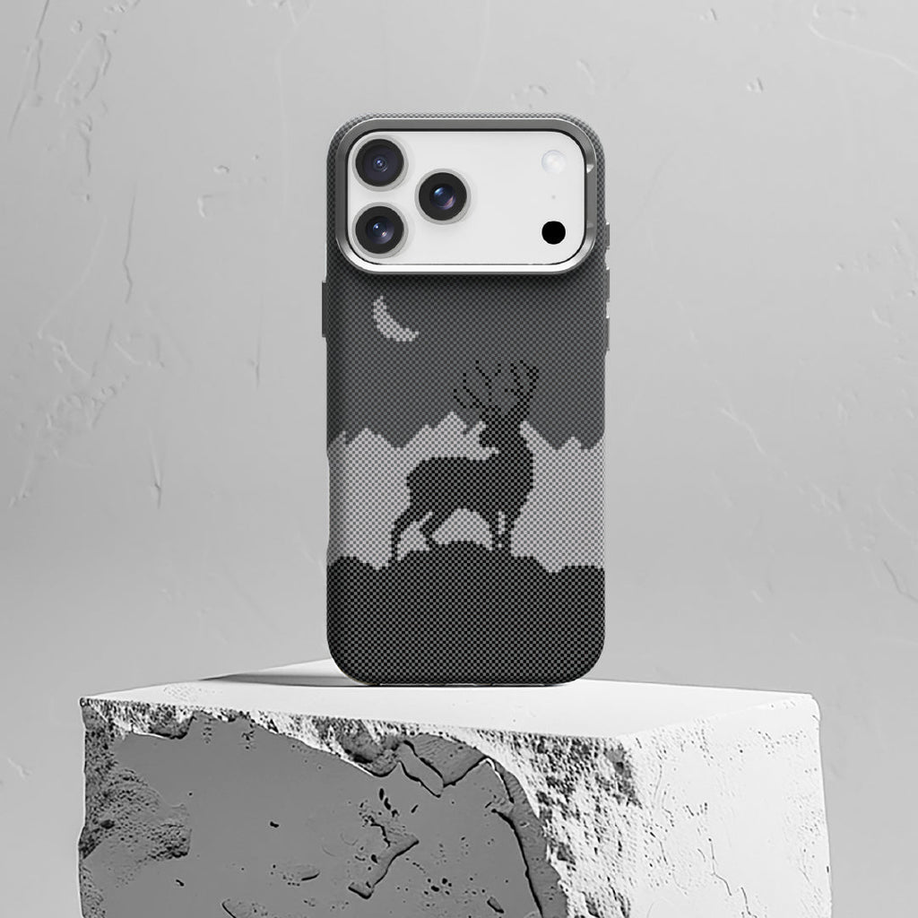 LZEL MagCarbon Deer Cover for iPhone 17 Pro Max | Black Deer
