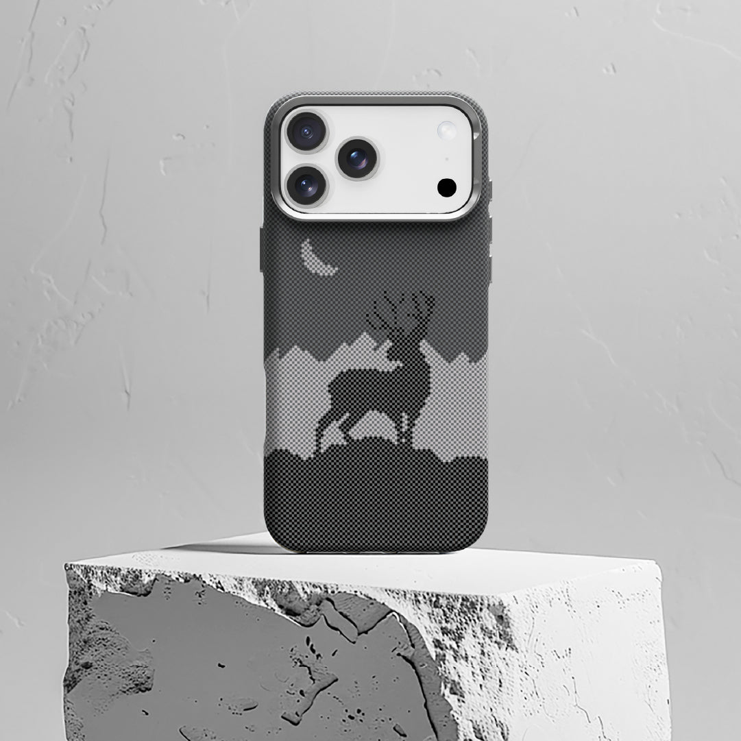 LZEL MagCarbon Deer Cover for iPhone 17 Pro Max | Black Deer
