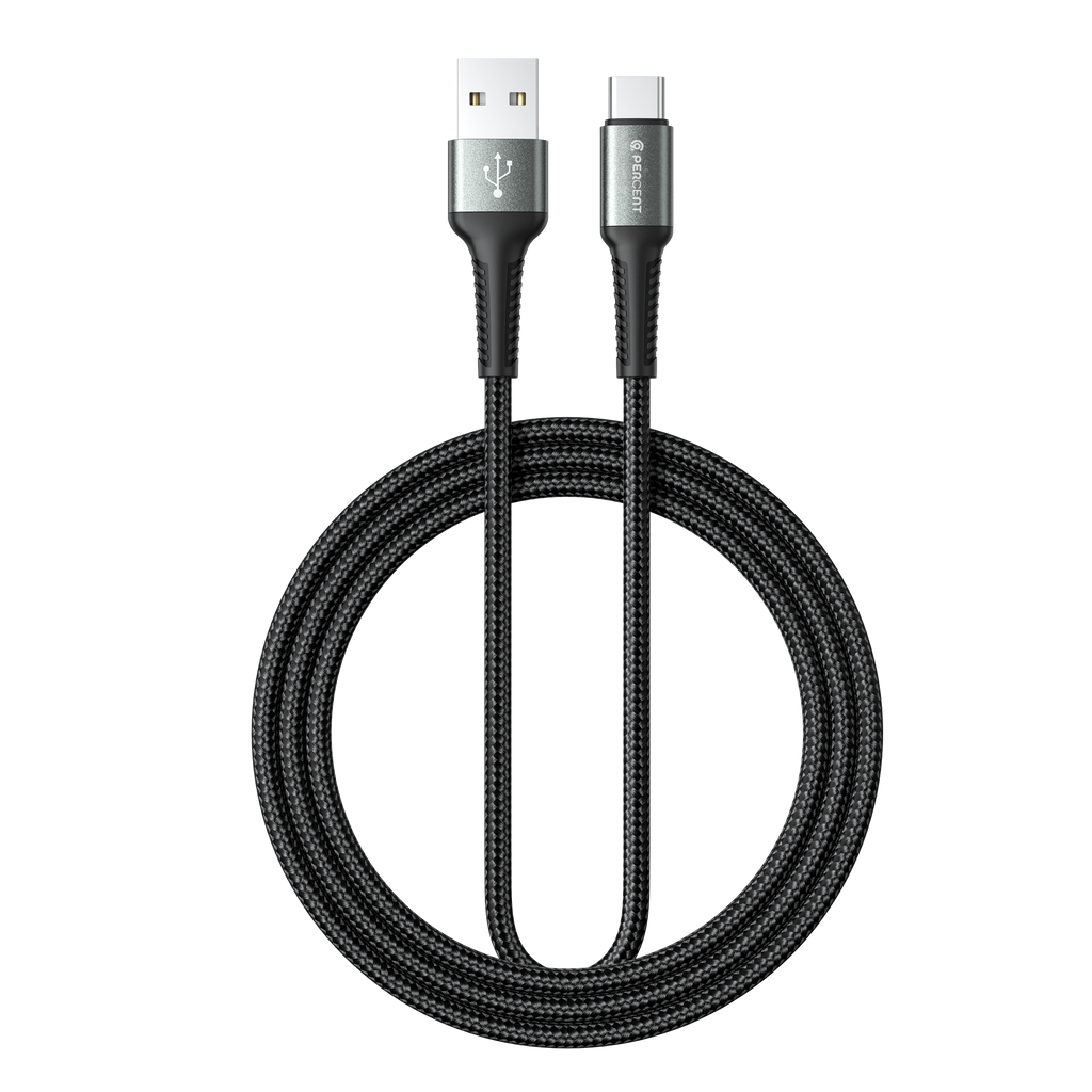 90 Percent Voltix90 Core – USB-A to USB-C Braided Cable, 2M